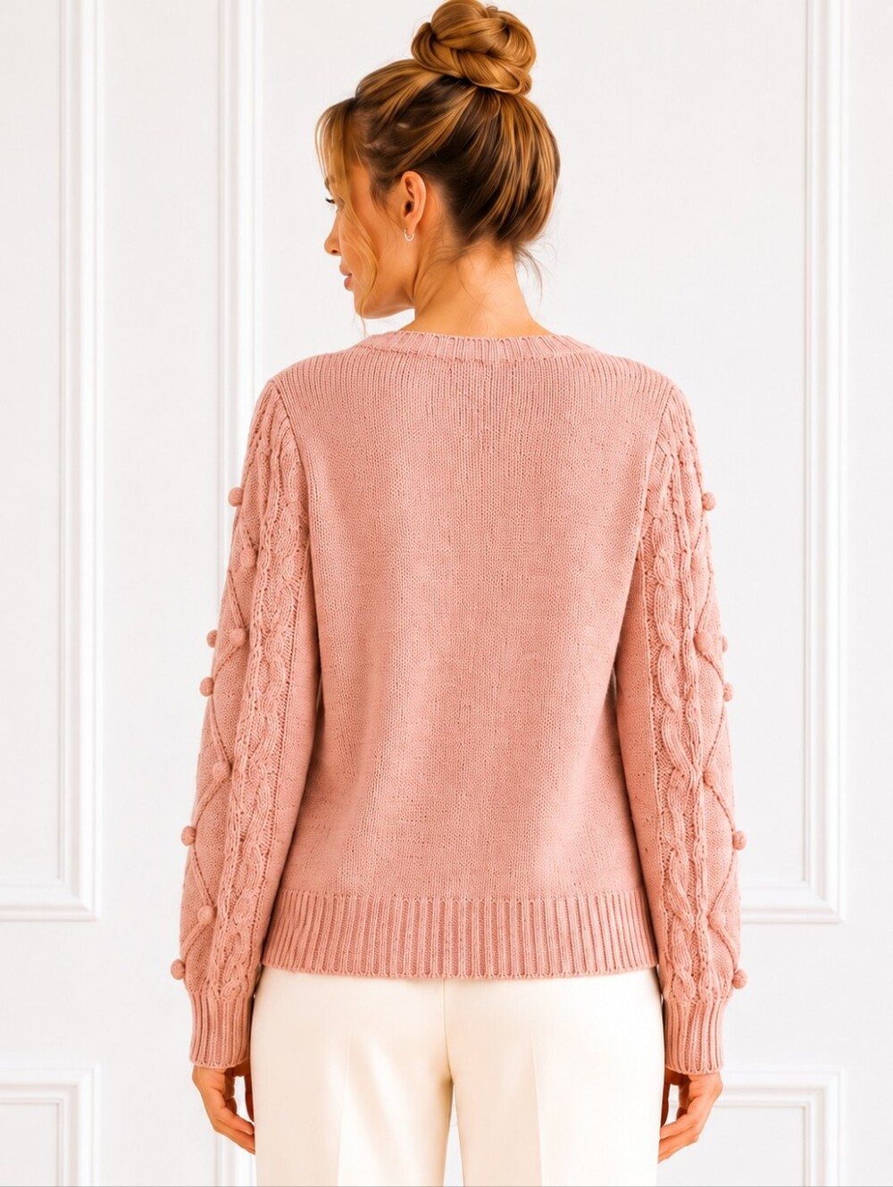 Blu Pepper Blush Pink Cable Knit Bobble Cardigan Size Small Soft Feminine - Picture 2 of 8